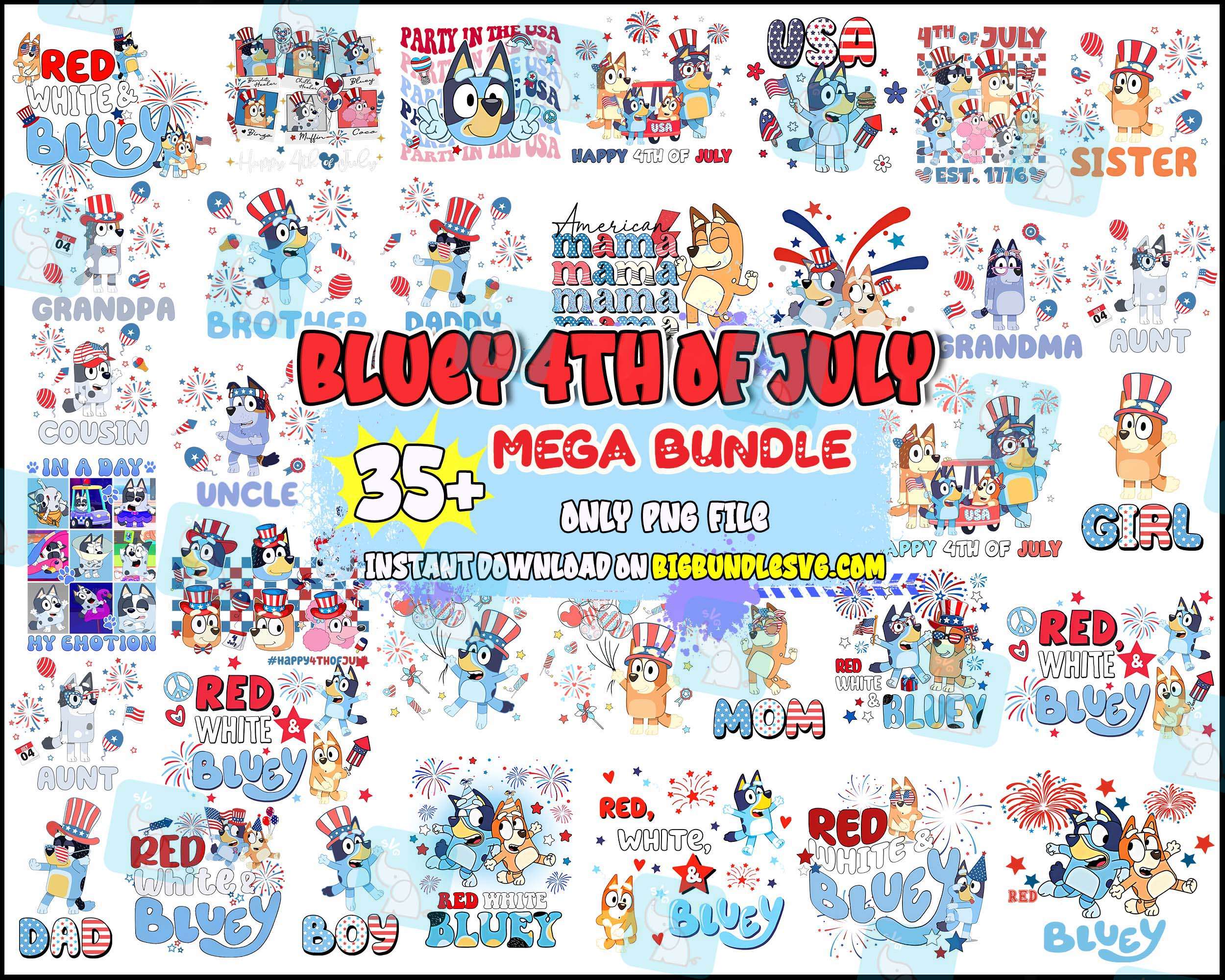 Bluey 4th of july bundle - Digital Download