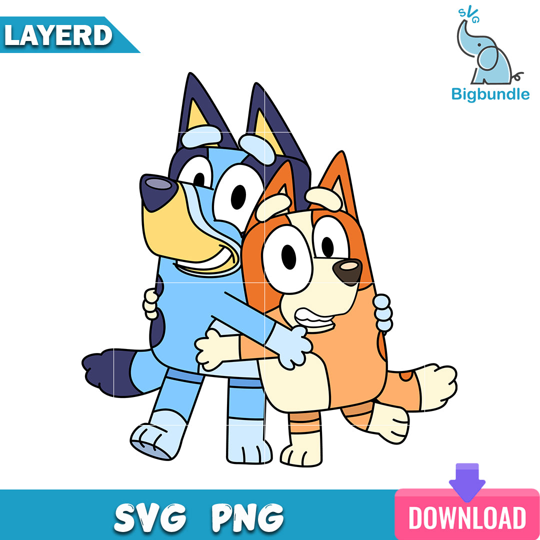 Bluey and bingo hug svg