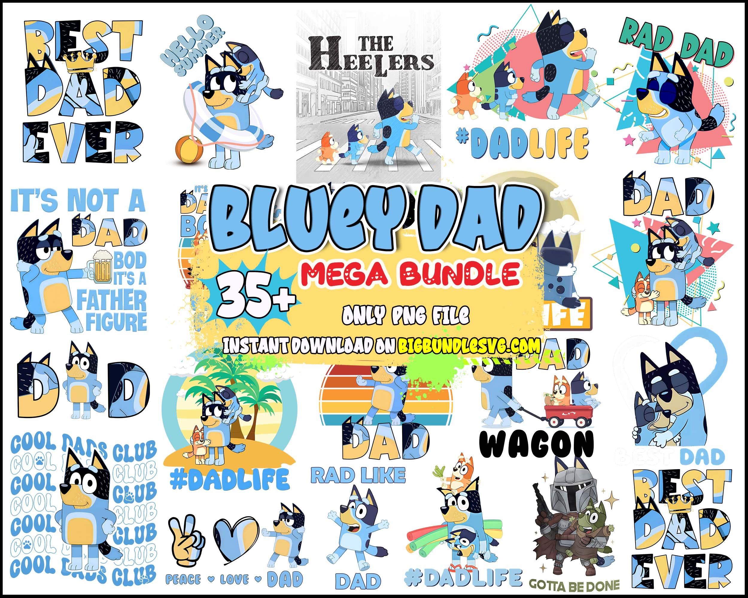 35+ Bluey dad bundle PNG Bundle - Digital Download