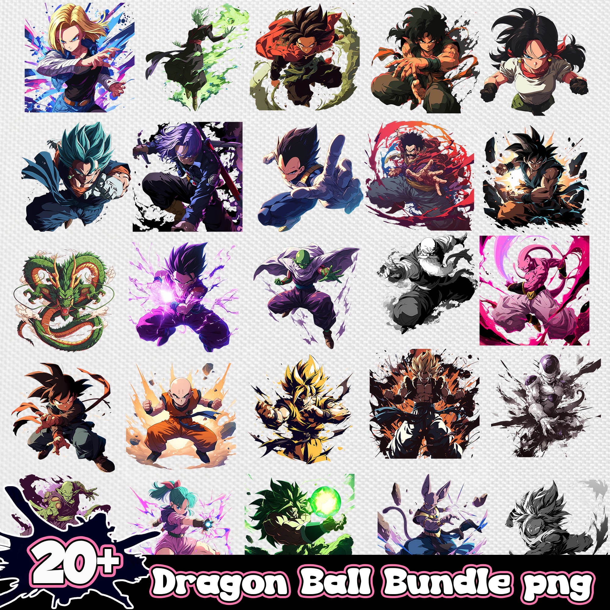 Dragon ball watercolor png bundle