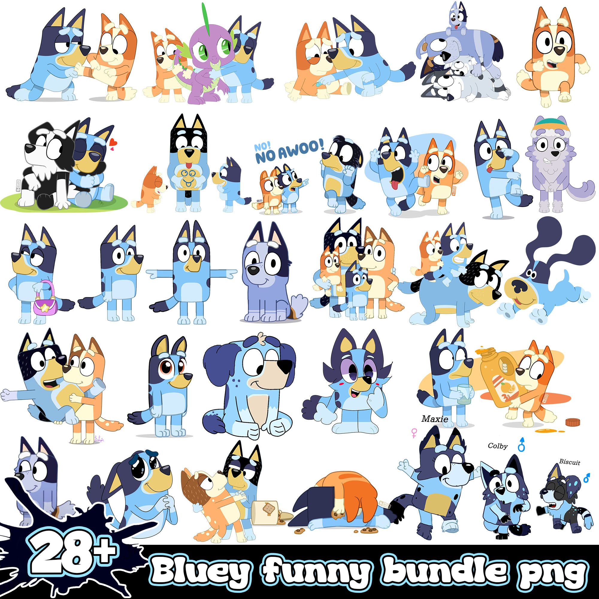 Funny bluey new version 2 bundle png