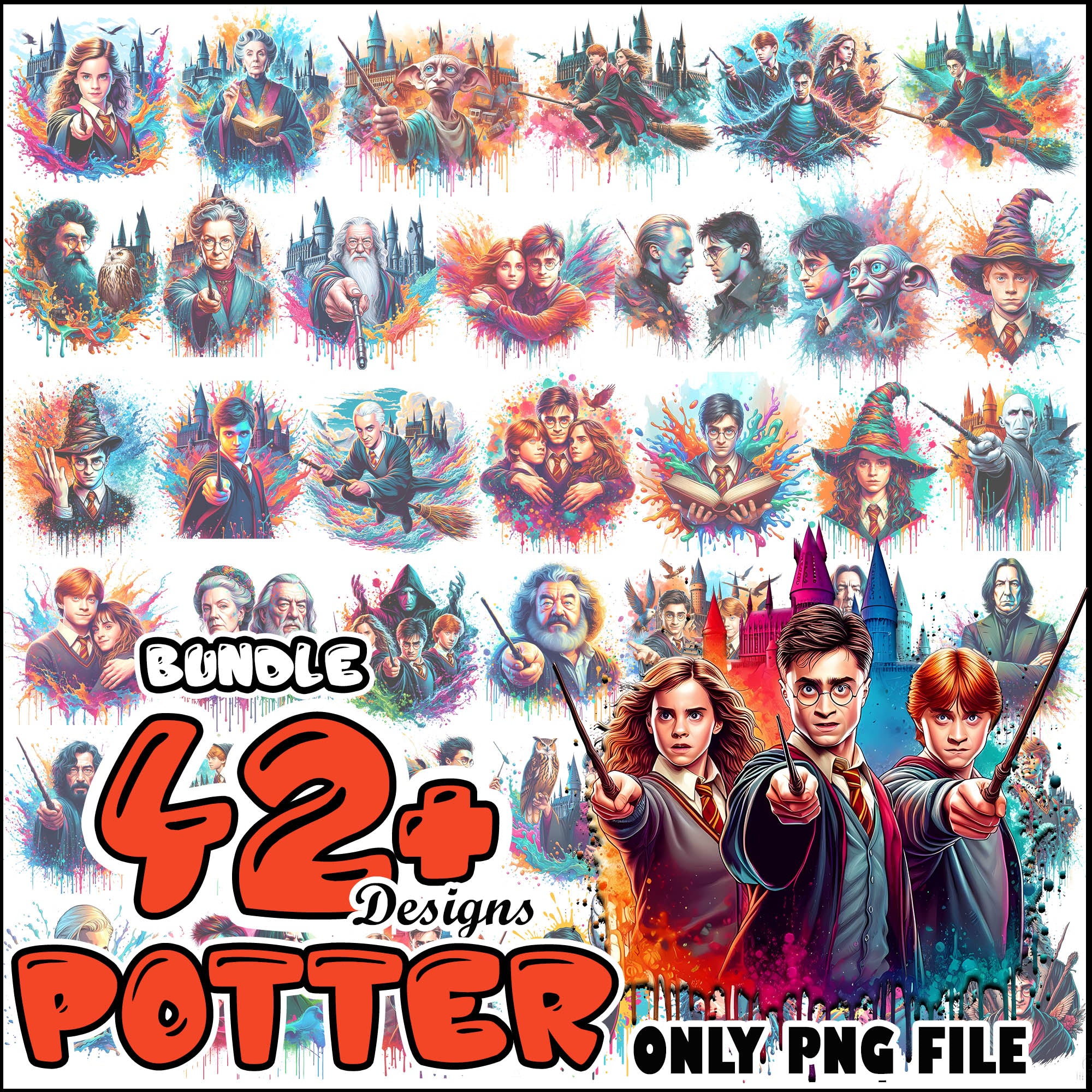 Harry Potter colorful png bundle