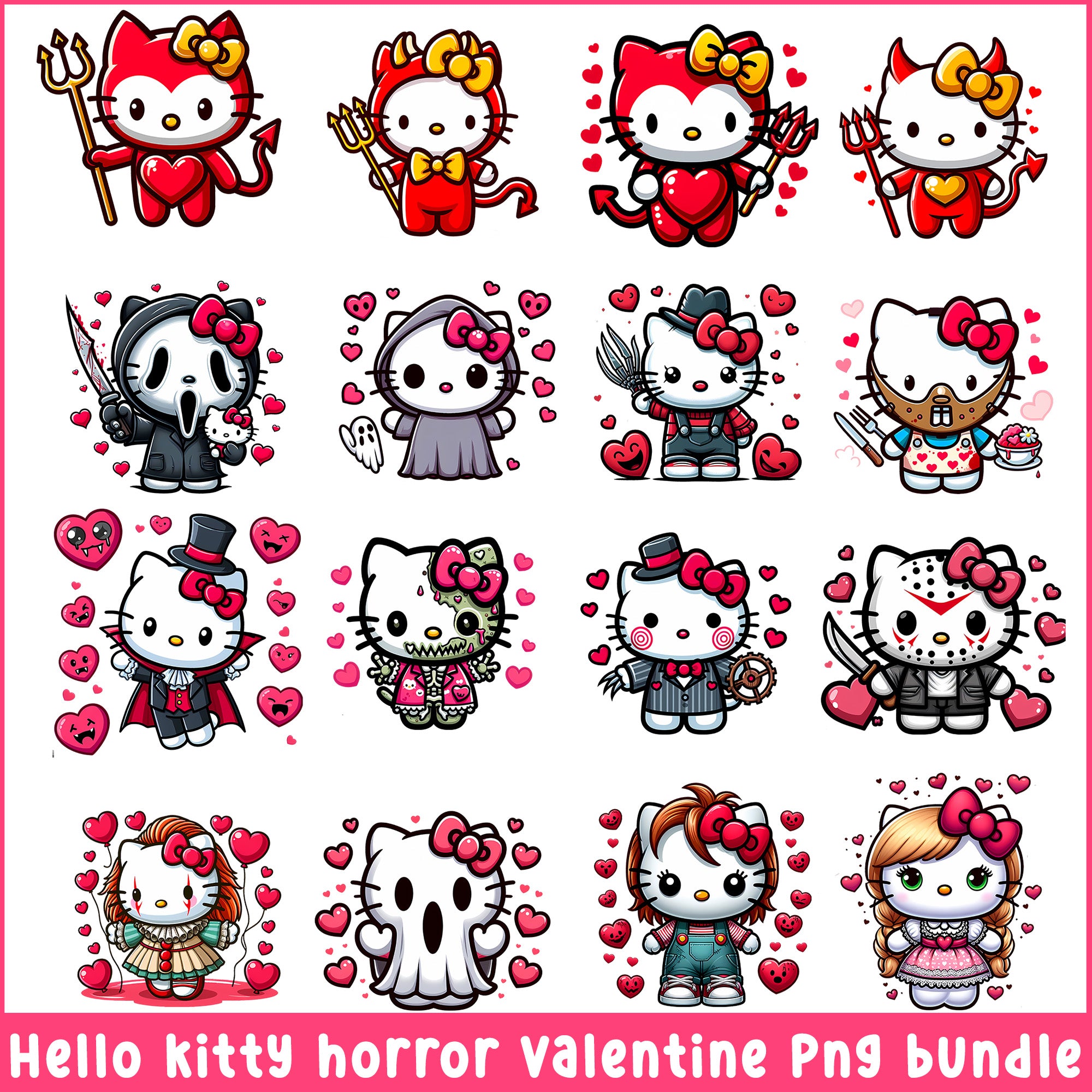 Hello kitty horror valentine png bundle
