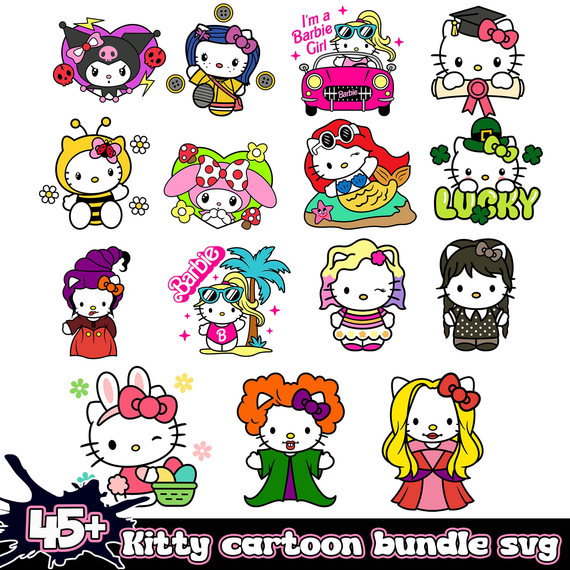 Hello kitty cartoon svg bundle 