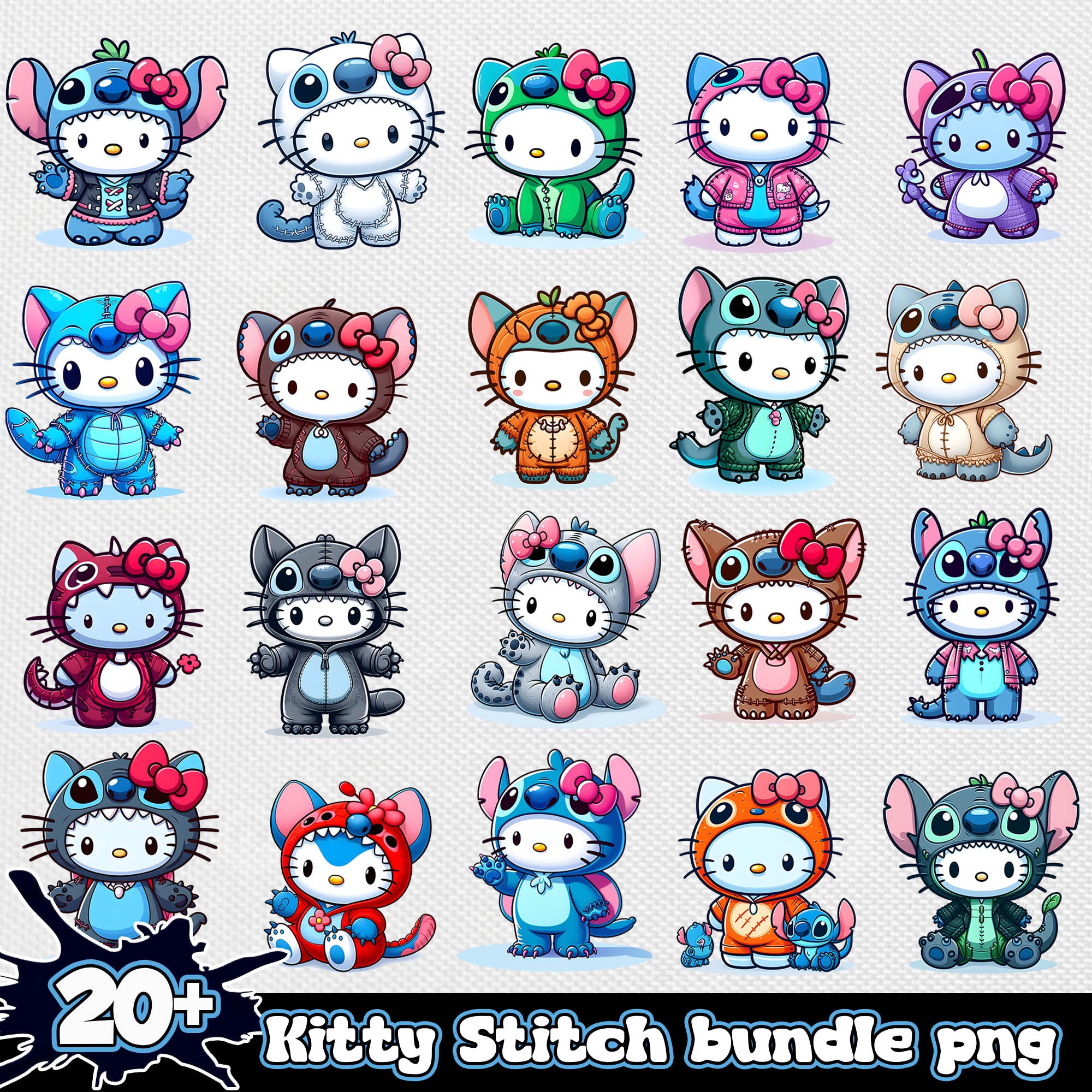 Hello kitty stitch png bundle