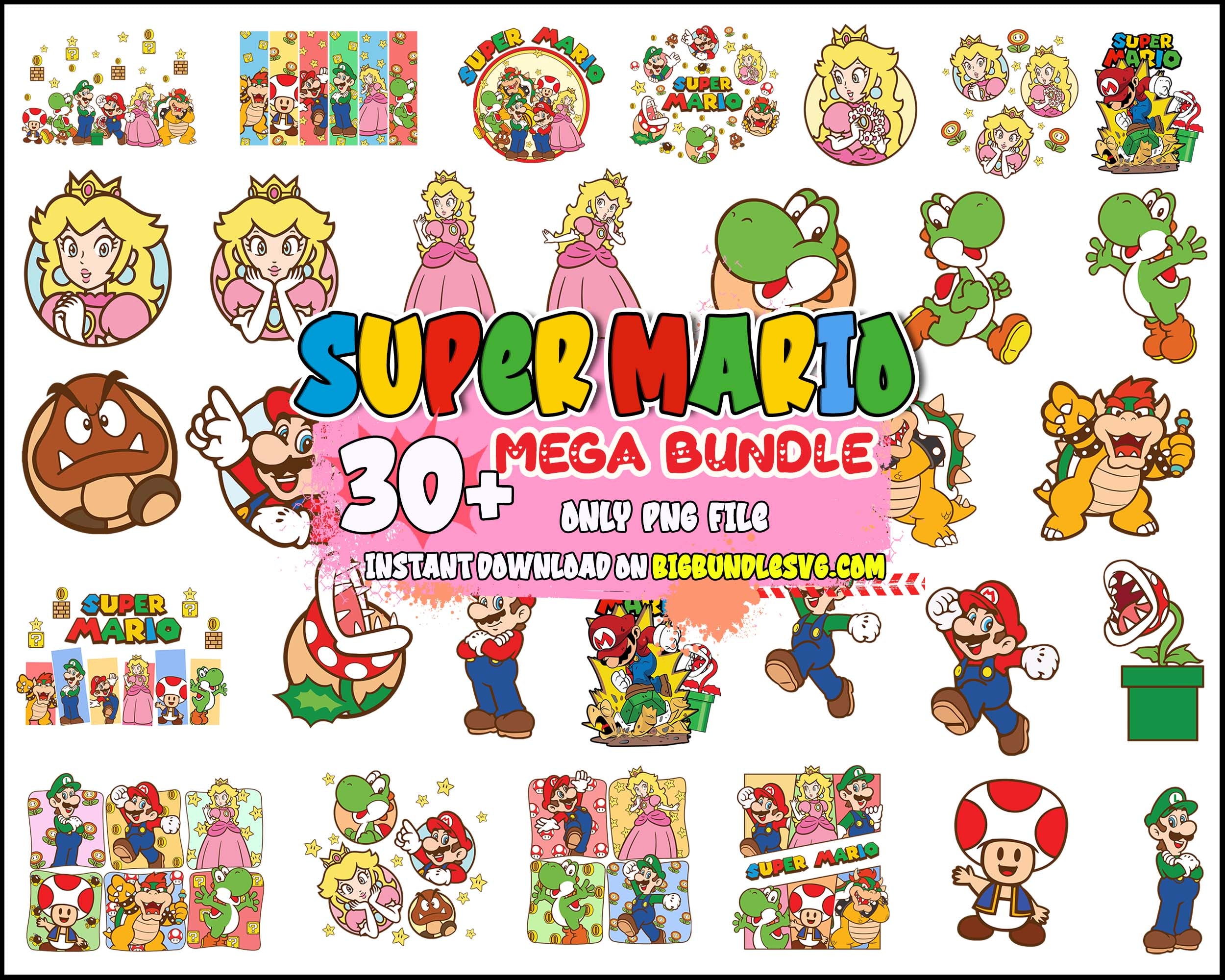 Super Mario PNG Clipart, Printable Mario, Digital Mario, Transparent Images, Digital Download