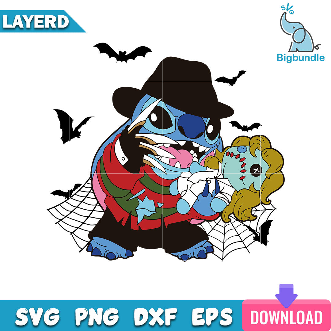 Stitch Freddy Krueger Svg, Stitch Halloween Svg, SG26072399