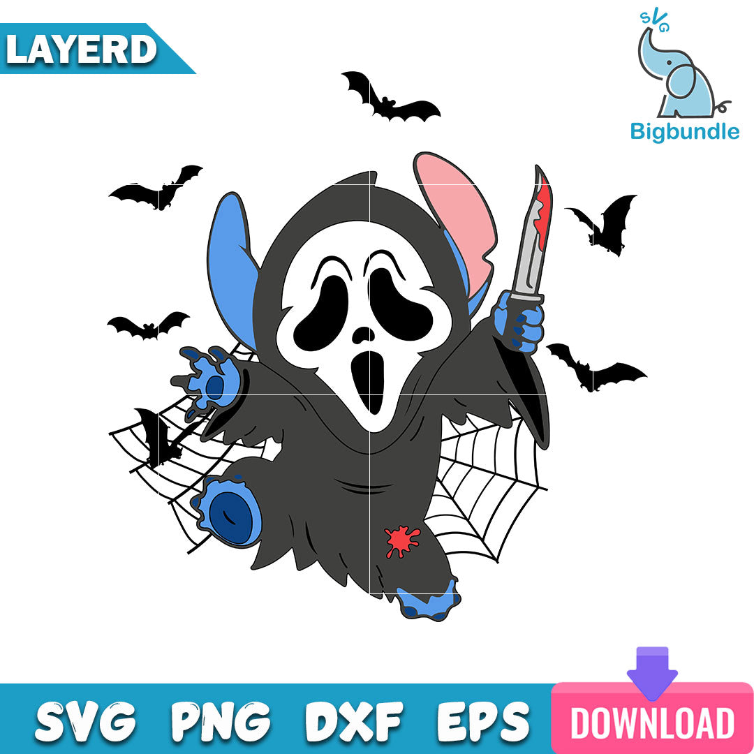 Stitch Ghostface Svg, Stitch Halloween Svg, SG260723100
