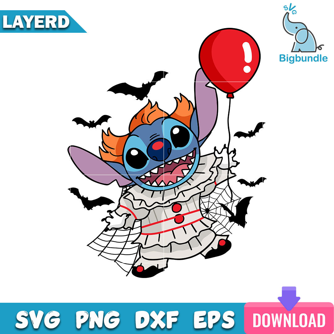 Stitch Pennywise Svg, Stitch Halloween Svg, SG26072398