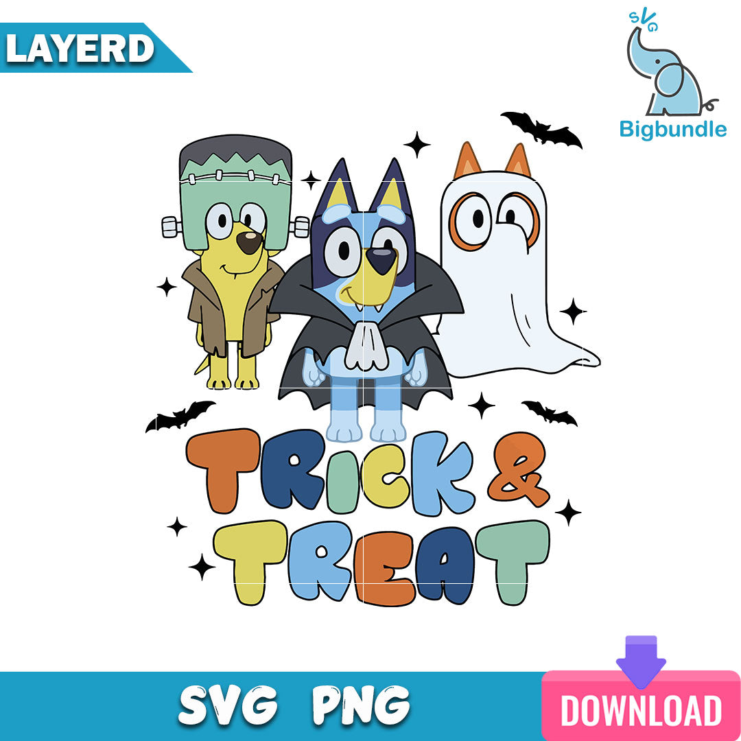 Bluey Trick Or Treat Svg, Bluey Halloween Svg, SG26072373