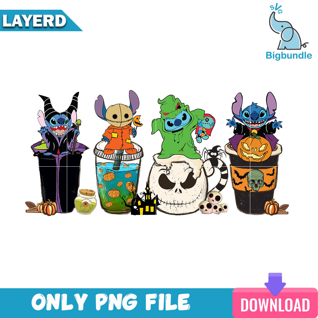Stitch Horror Coffee Halloween Png, Halloween Png, SG26072383