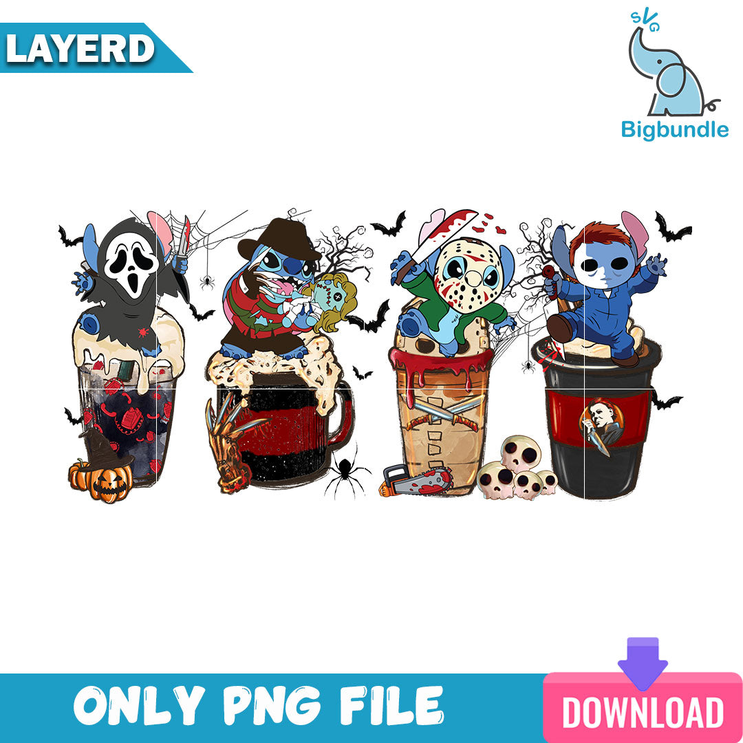 Stitch Horror Coffee Halloween Png, Halloween Png, SG26072385