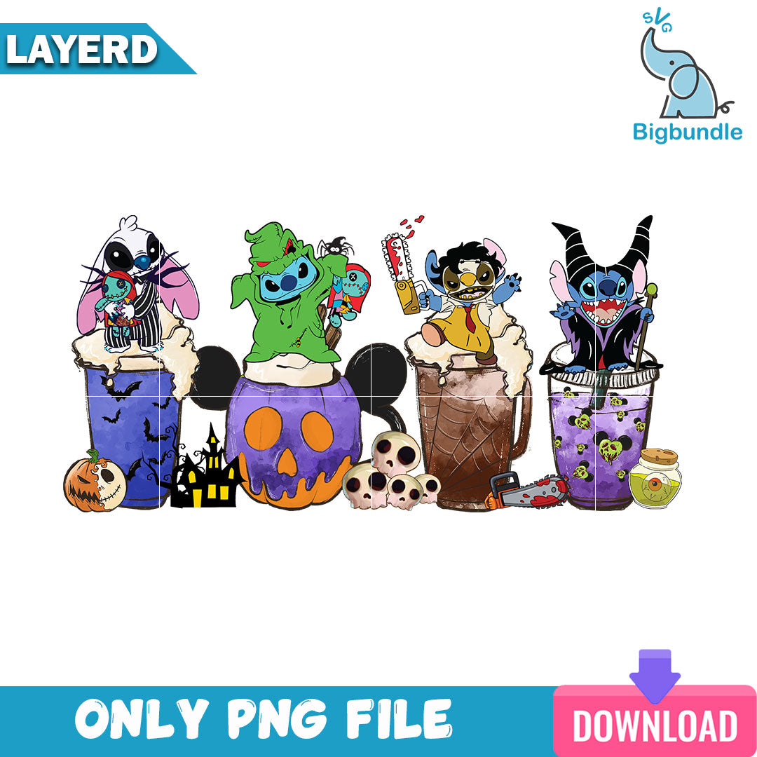Stitch Horror Coffee Halloween Png, Halloween Png, SG26072388