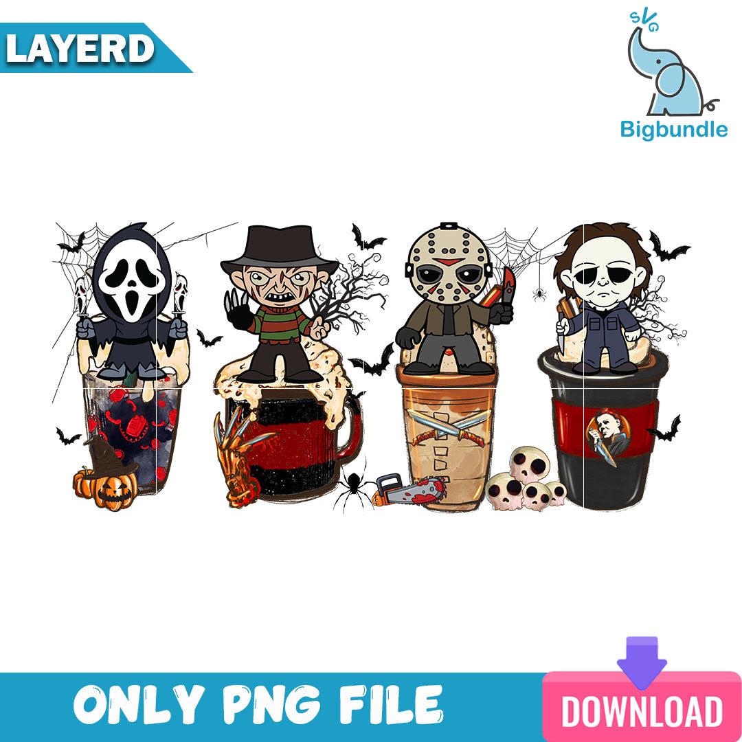 Horror Moives Characters Coffee Halloween Png, Halloween Png, SG26072306