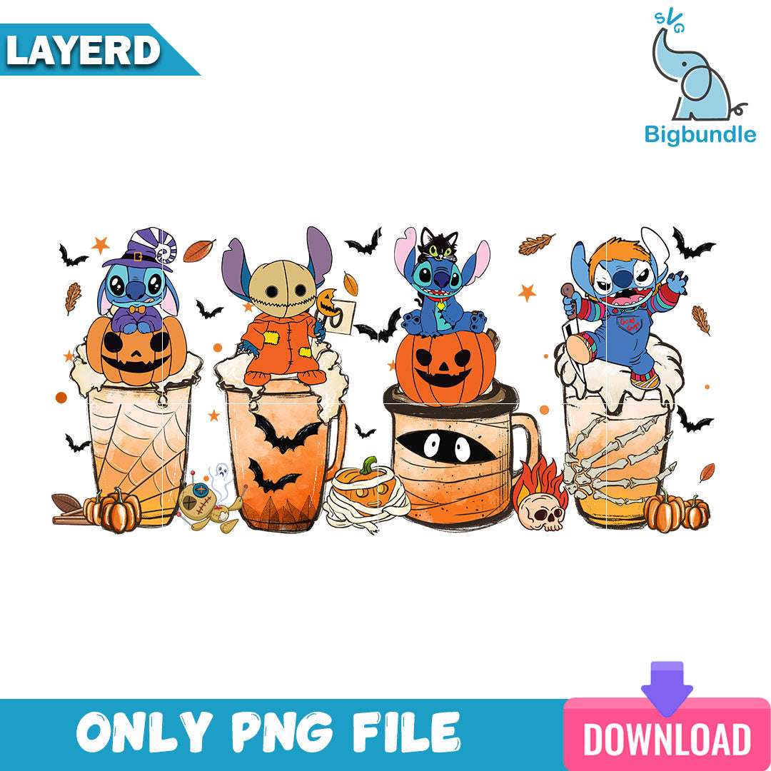 Stitch Horror Coffee Halloween Png, Halloween Png, SG26072309