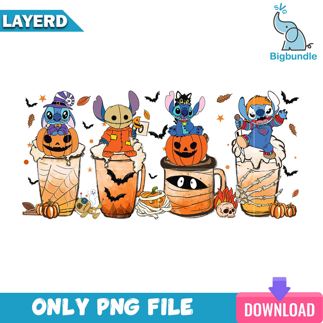 Stitch Horror Coffee Halloween Png, Halloween Png, SG26072389