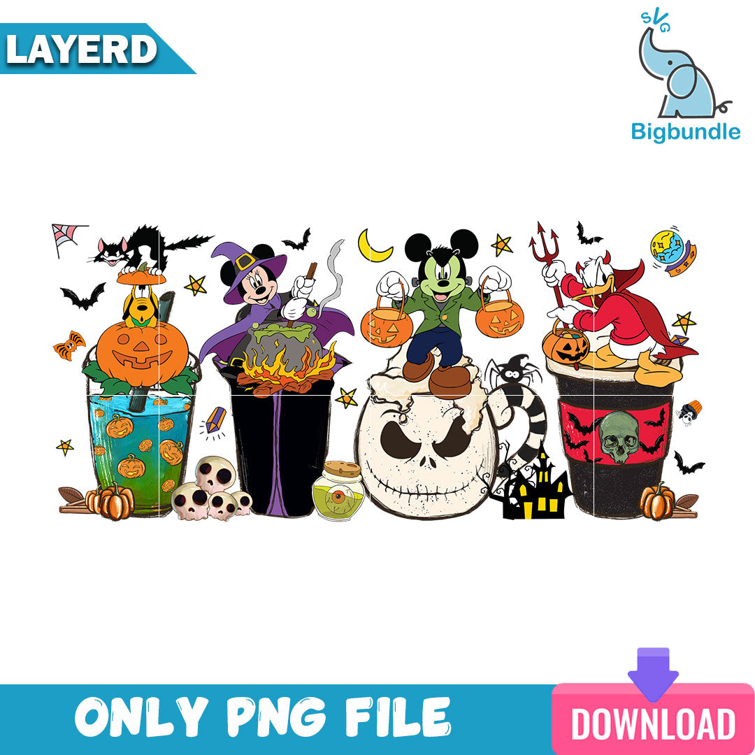 Mickey And Friends Coffee Halloween Png, Halloween Png, SG26072311