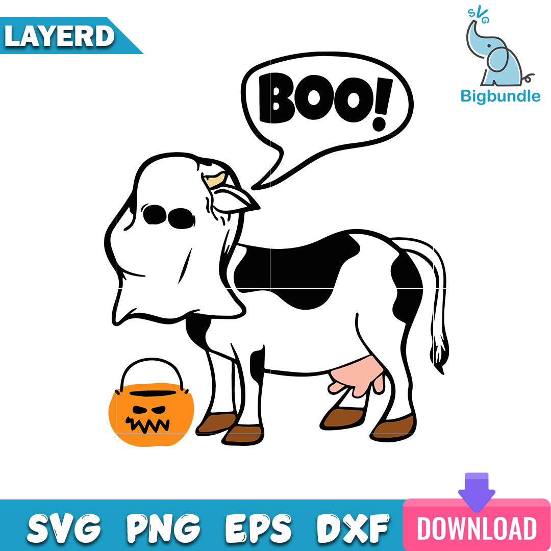 Cow Ghost Costume Cute Boo Svg, Halloween Svg, SG13072363