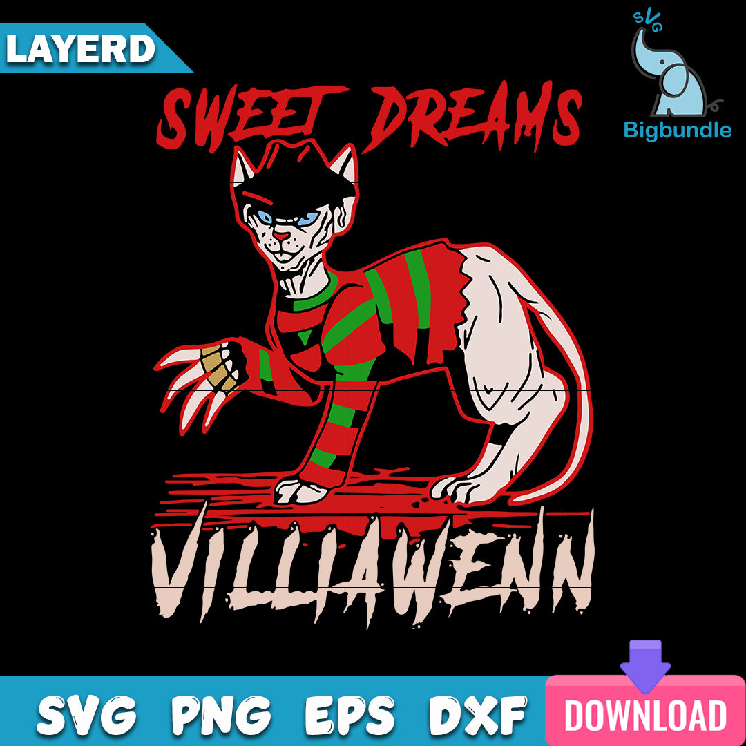 Freddy Krueger Cat Sweet Dreams Villianwenn Svg, Halloween Svg, SG13072333