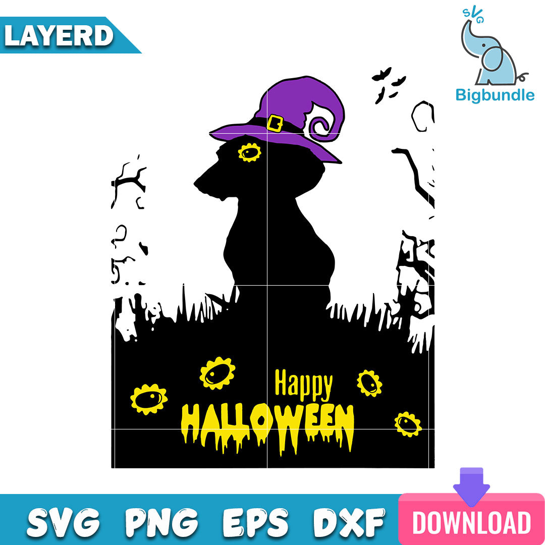 Happy Halloween Dachshund Witch Svg, Halloween, SG13072397