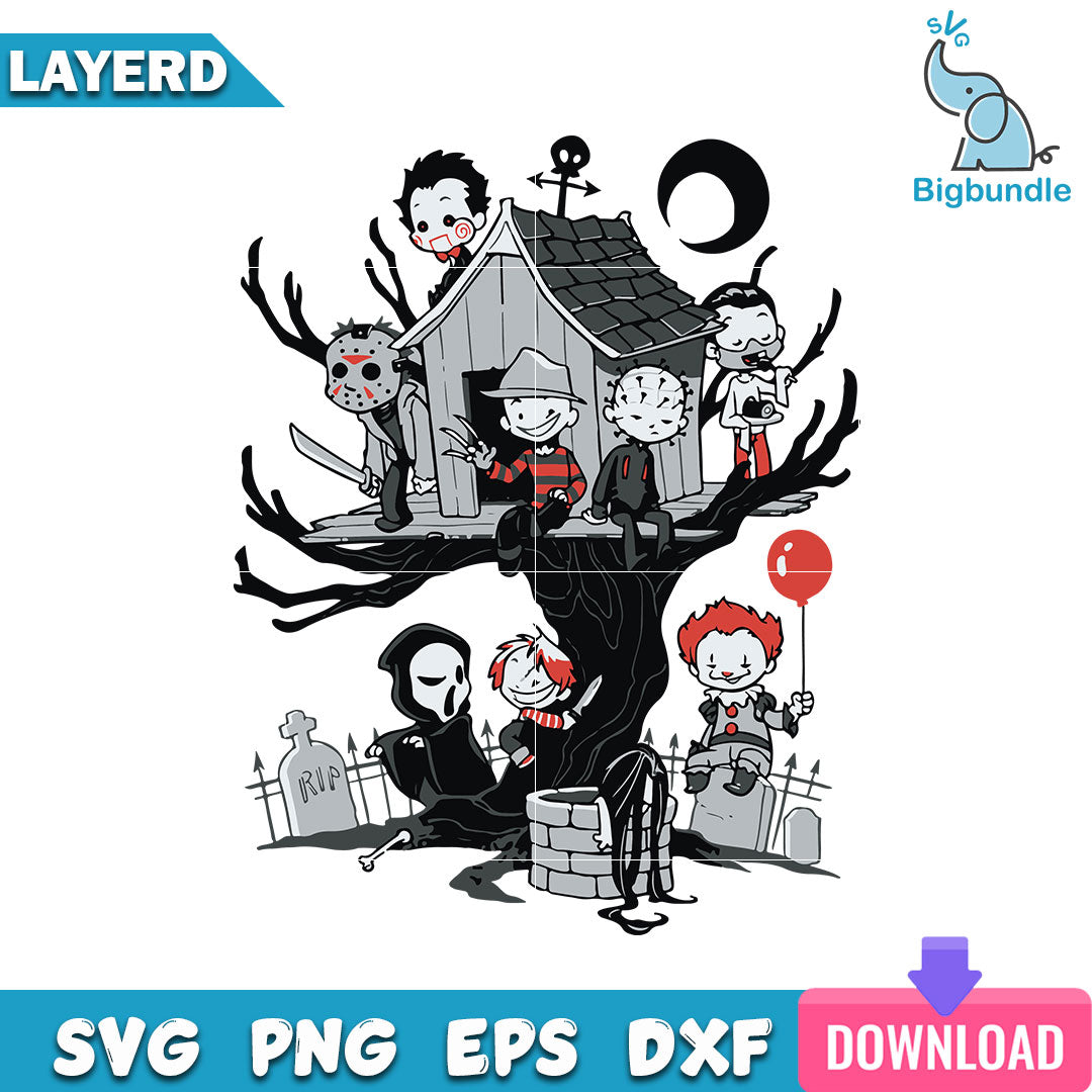Tree Horror Movies Character Svg, Halloween Svg, SG130723115