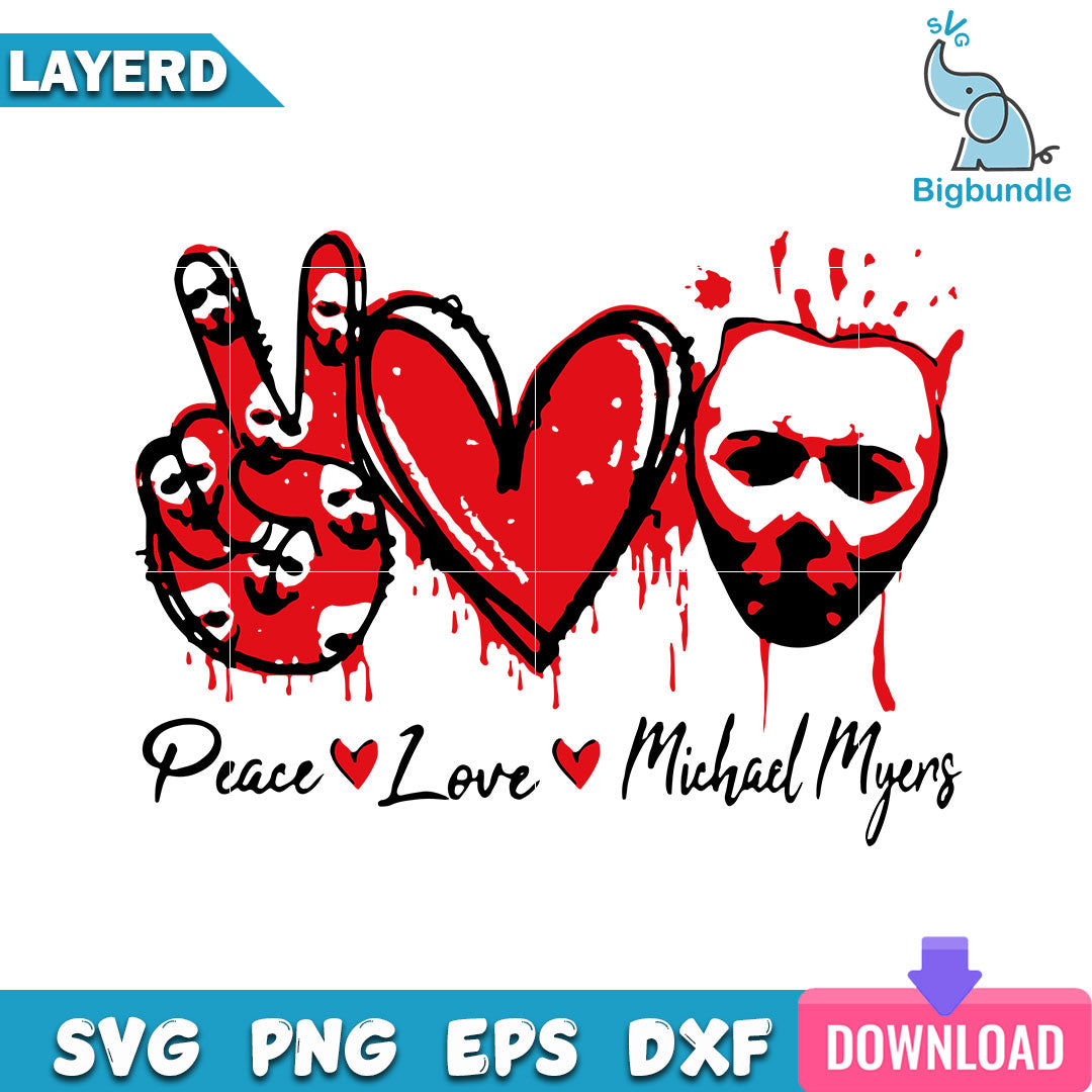 Peace Love Michael Myers Svg, Halloween Svg, SG14072353