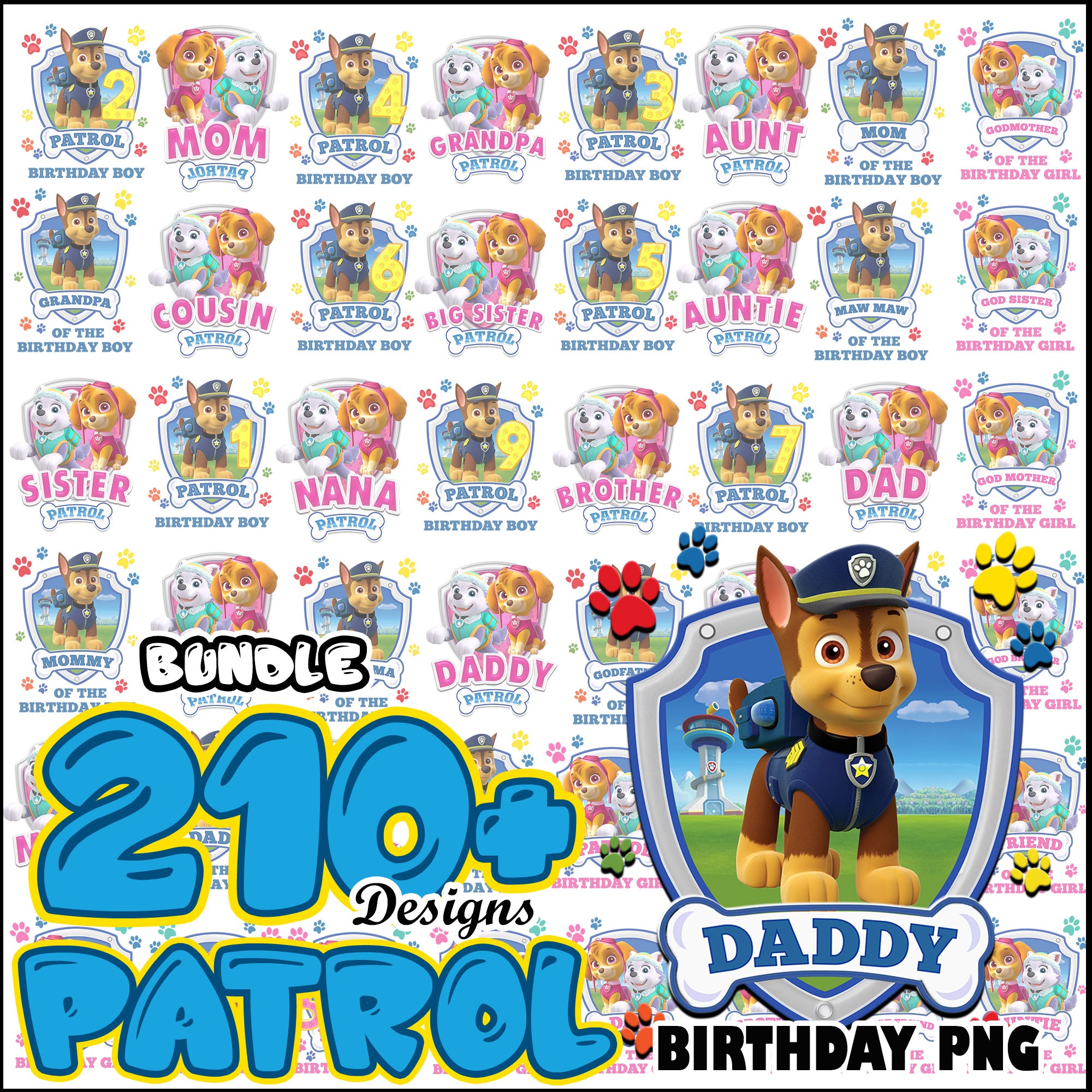 Paw patrol birthday bundle png