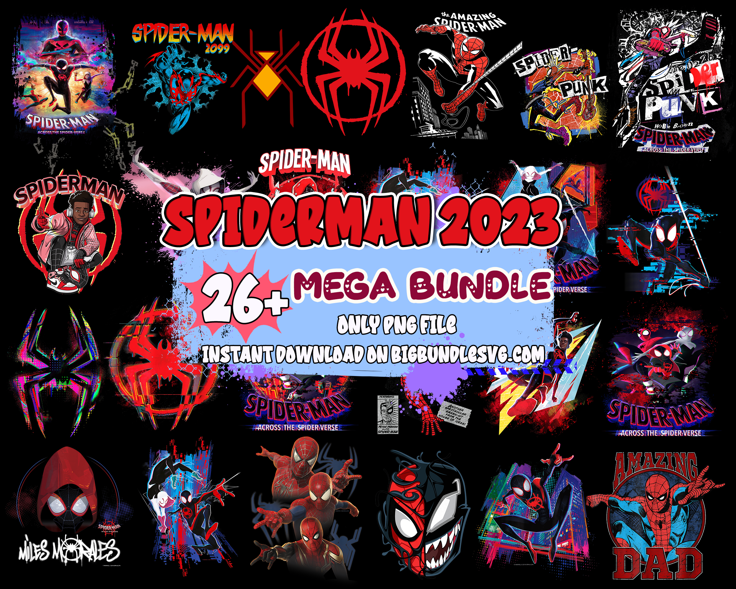 Spiderman 2023 Bundle PNG Files - Digital Download