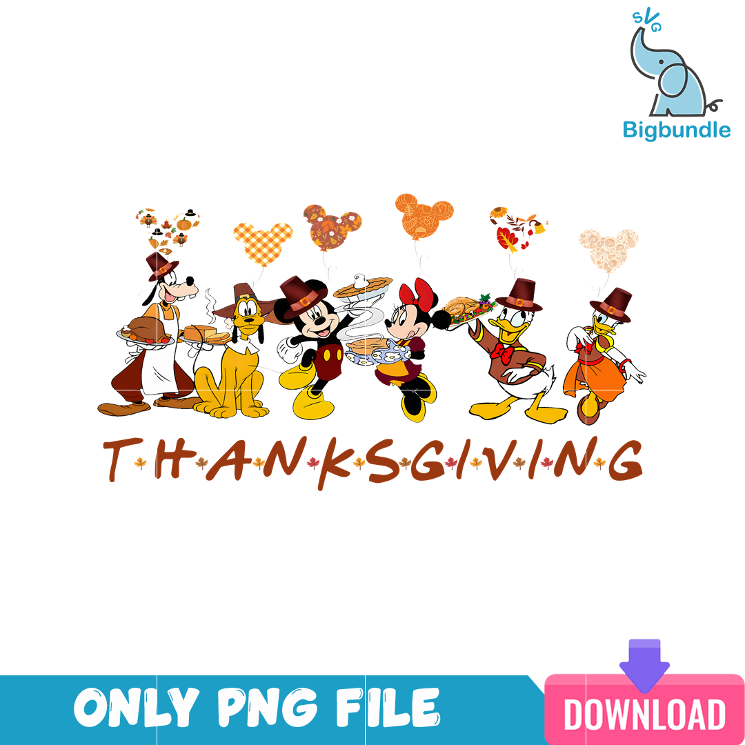 Disney Mickey Friends Thanksgiving PNG, Thanksgiving Holiday PNG