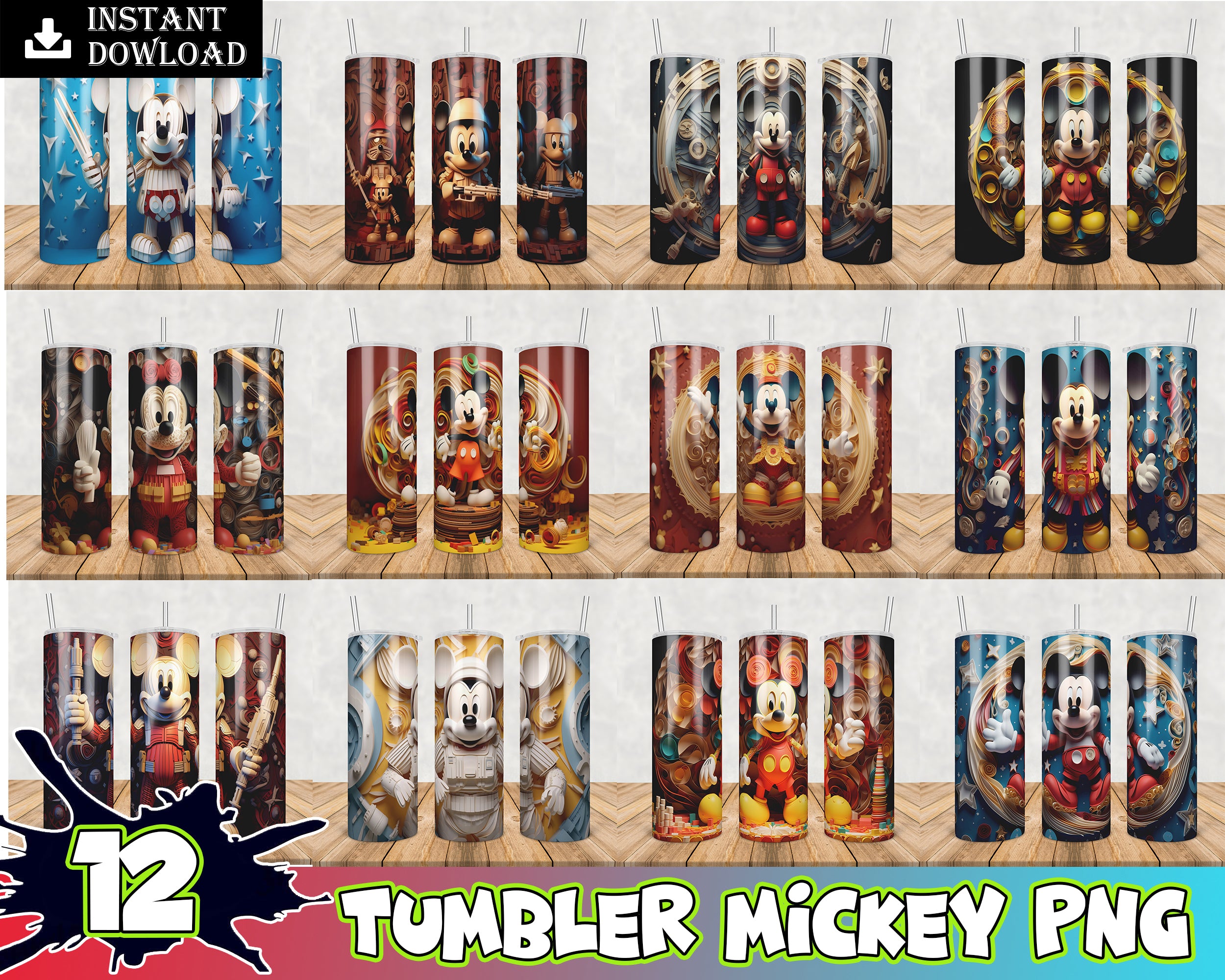 3D Mickey Tumbler ver 1- Digital Download