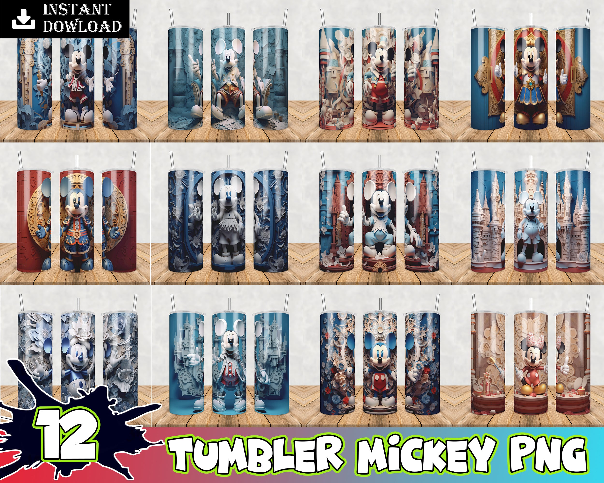3D Mickey Tumbler ver 3 PNG - Digital Download
