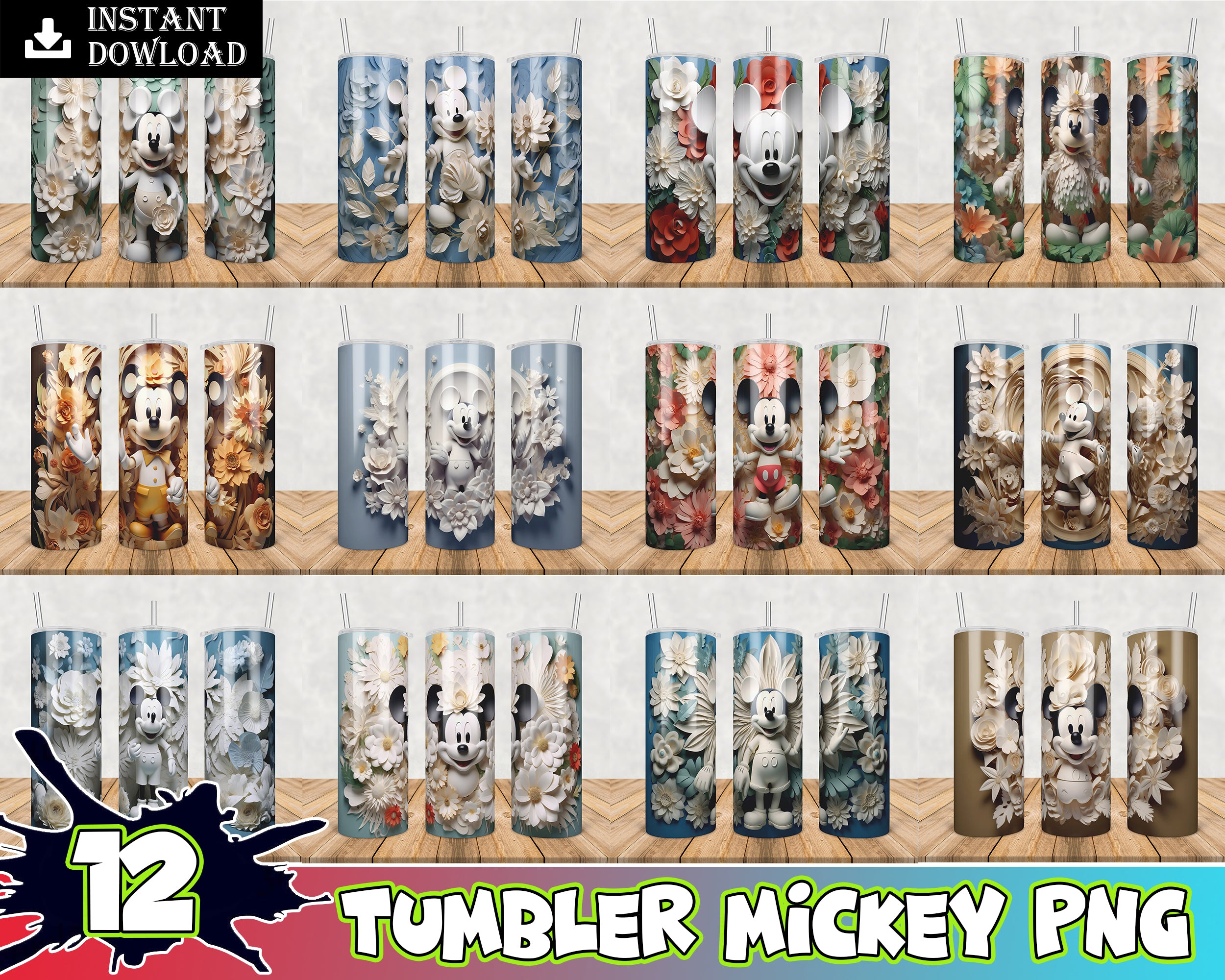 3D Mickey Tumbler ver 4 PNG - Digital Download