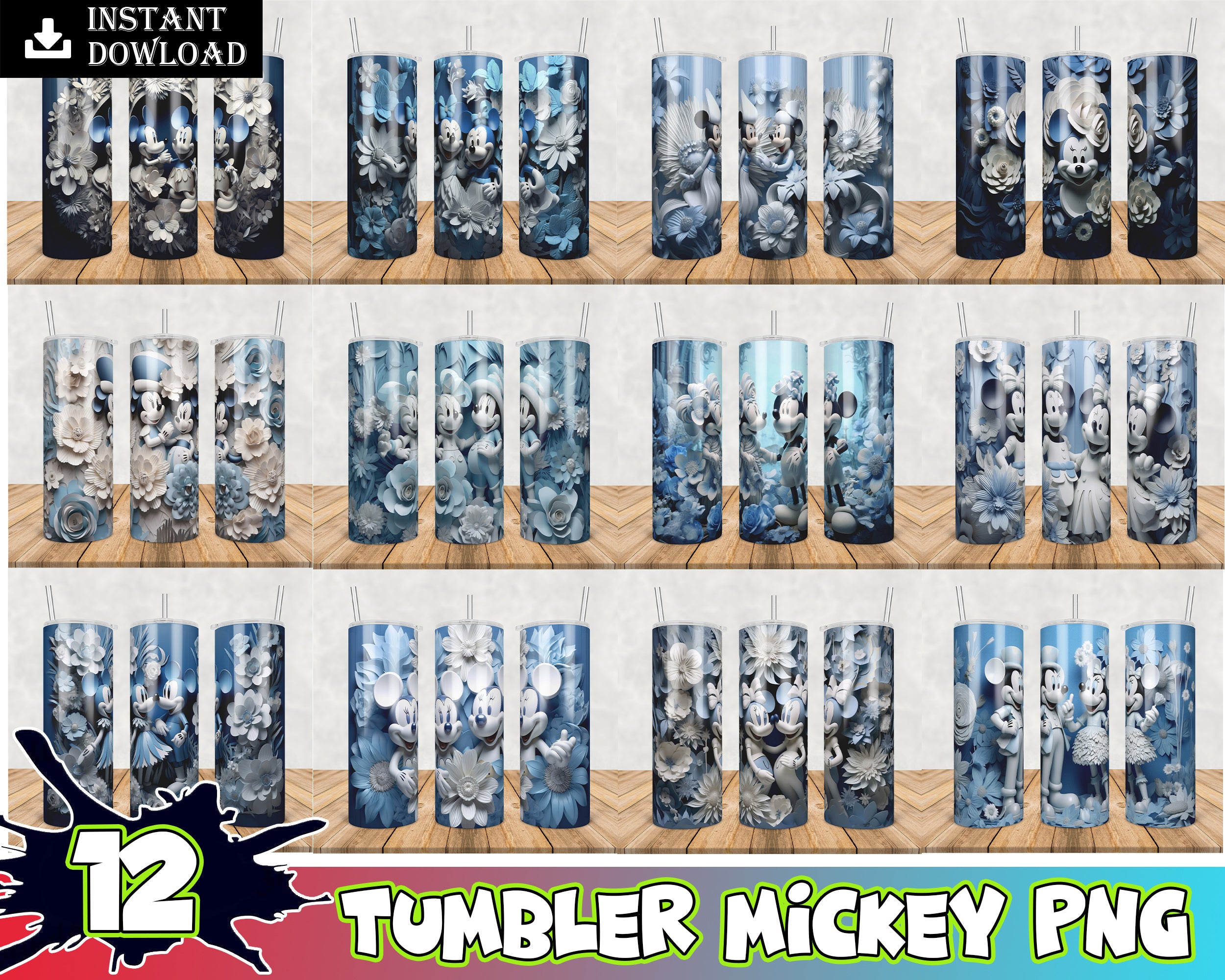 3D Mickey Tumbler ver 5 PNG - Digital Download