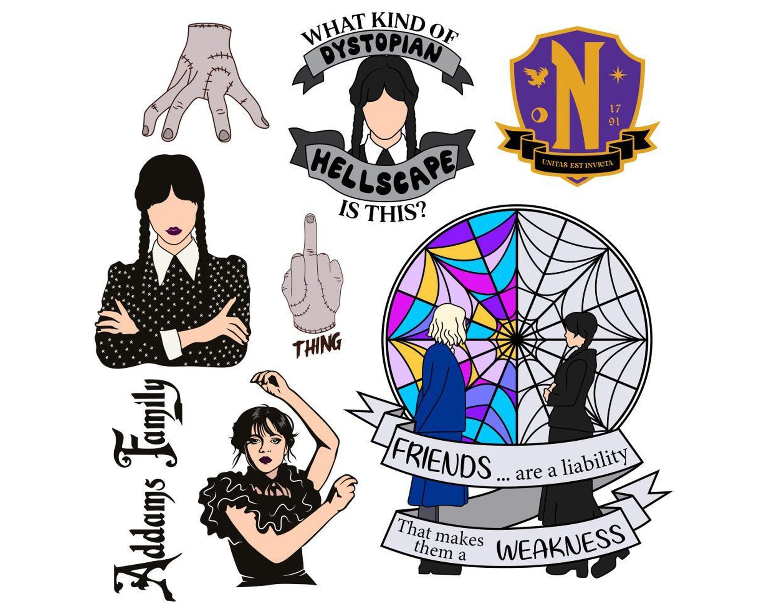 Wednesday Addams Png Bundle , Wednesday Png, Nevermore Academy Png