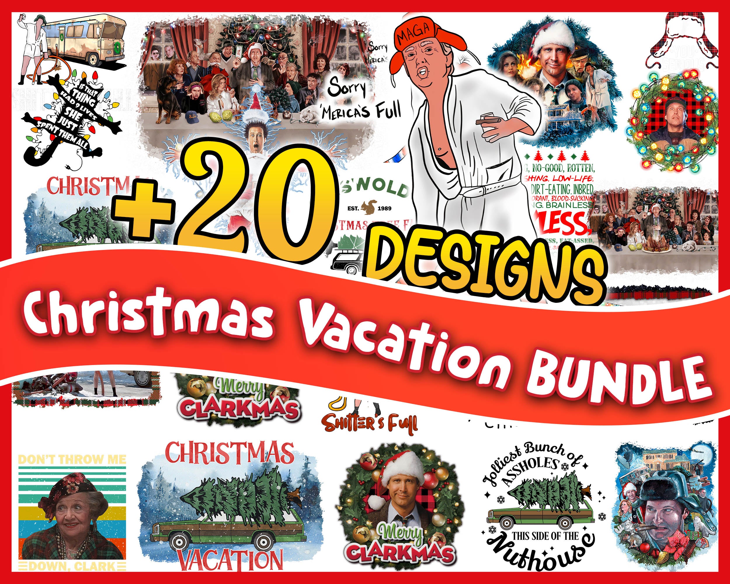 Version 2 - 20 Christmas Vacation Bundle PNG, Christmas Holiday bundle sublimation CRM29112207