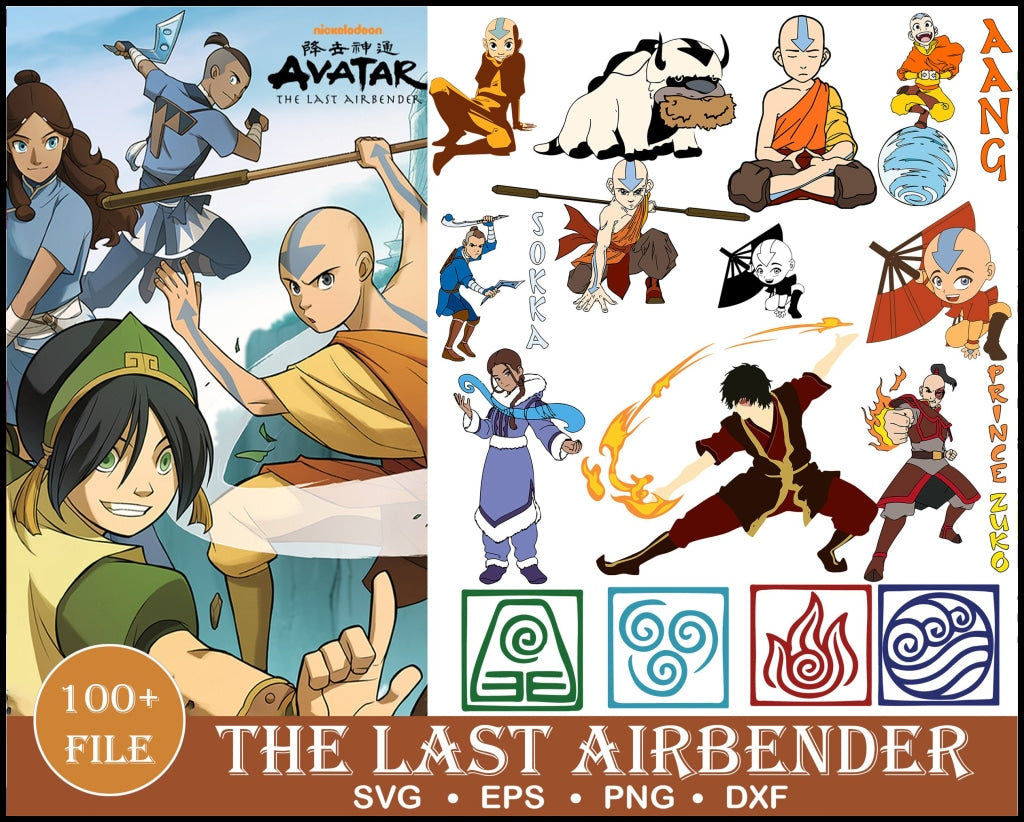 100+ Anime Avatar Svg Bundle, The Last Airbender Svg, Anime Svg Files For Silhouette Cameo And Cricut