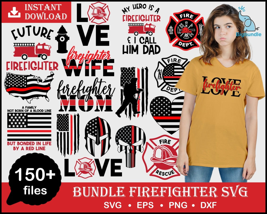 100+ firefighter bundle svg, png, dxf, eps