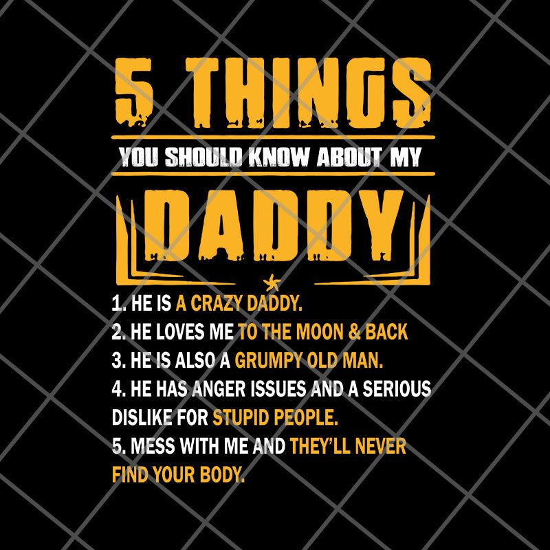 5 Things You Should Know About My Daddy Father’s Day svg, png, dxf, eps digital file FTD09062116