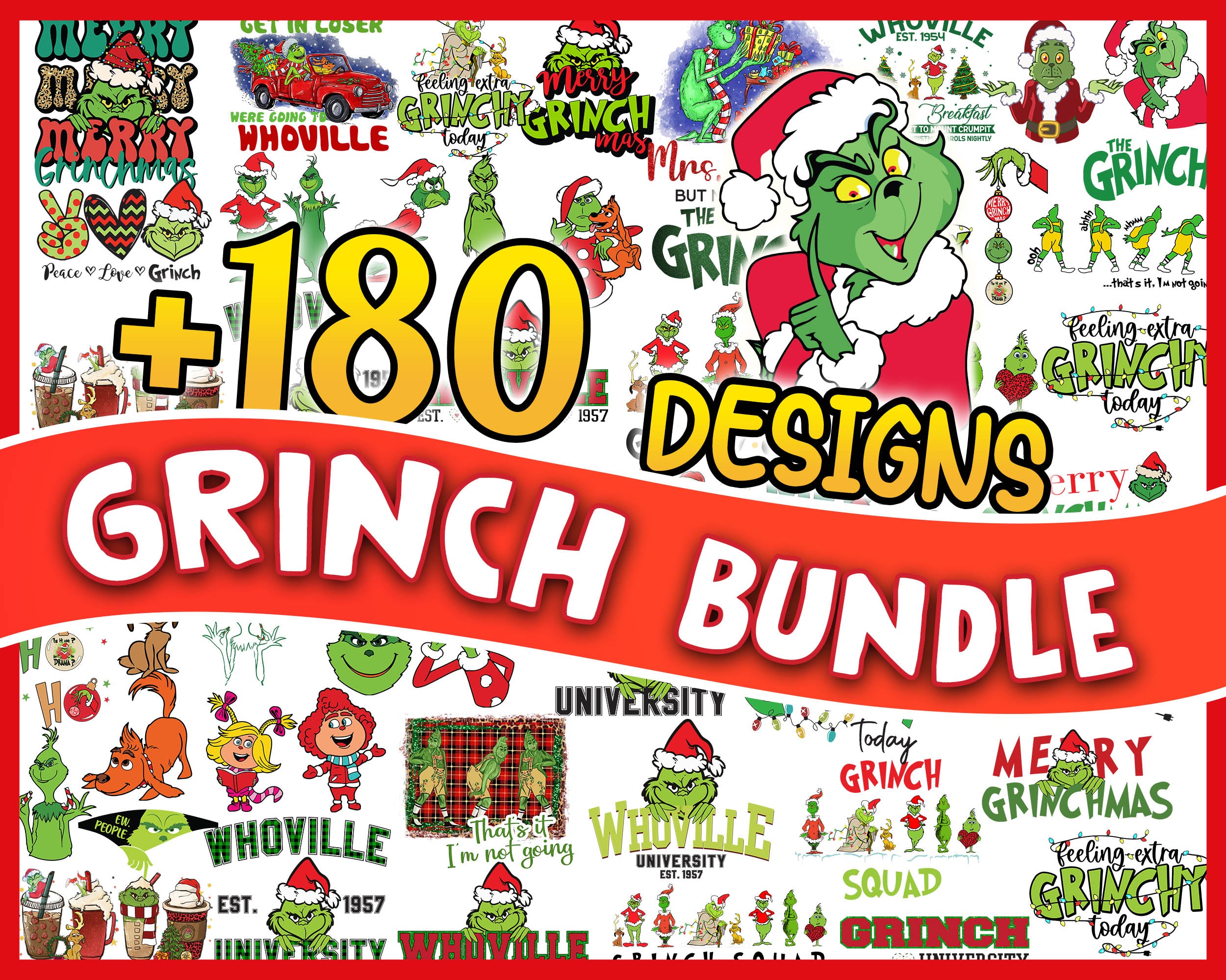 180+ Grinch Bundle SVG, Grinch SVG, Grinchmas Cutting Image, Christmas Grinch svg, png, eps, dxf  CRM24112201