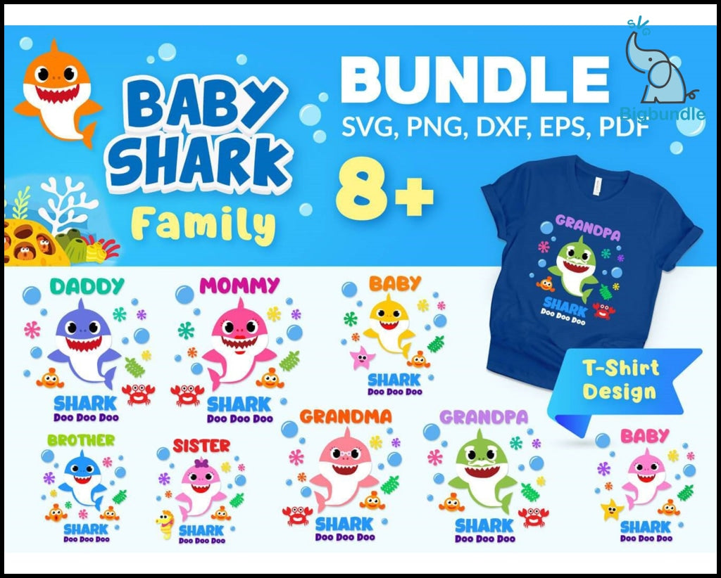135+ Baby Shark SVG Mega Bundle, Bundle svg, eps, png, dxf