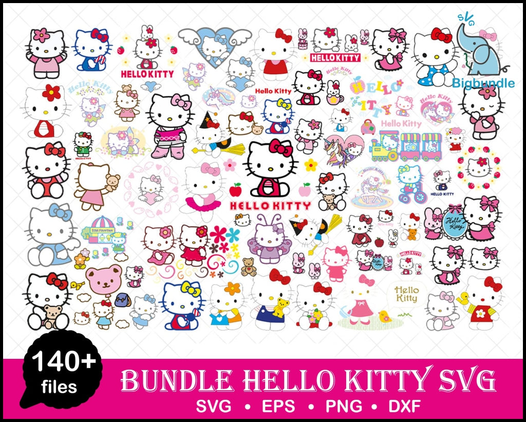 140+ Hello Kitty Bundle Svg Kitty Eps Png Dxf Svg