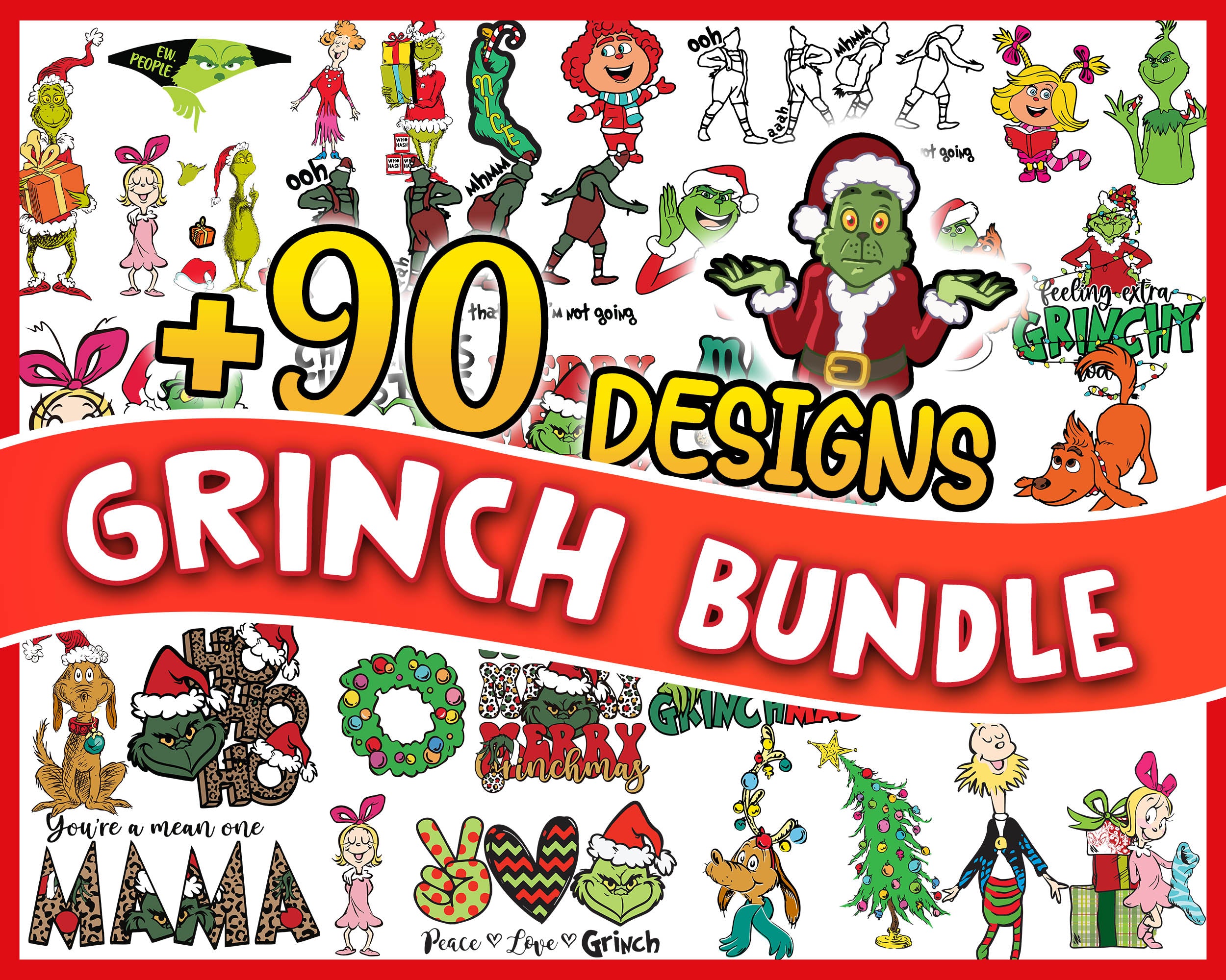 Version 2 - 90+ Grinch Bundle SVG, Grinch SVG, Grinchmas Cutting Image, Christmas Grinch svg, png, eps, dxf