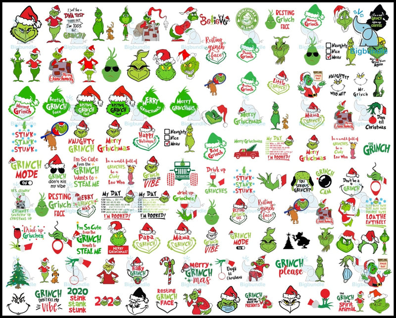 1500+ Grinch Bundle SVG, Grinch SVG, Grinch Cutting Image, Christmas G
