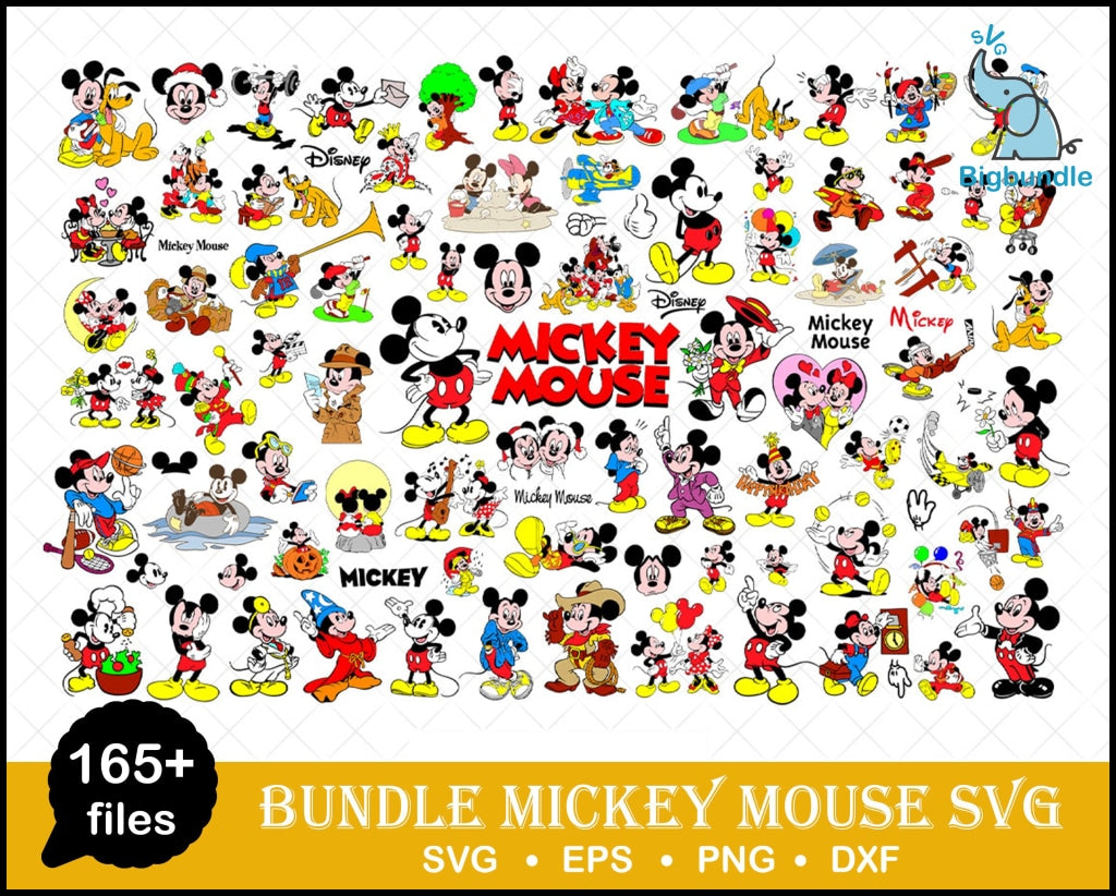 165+ Mickey Mouse Svg Disney Svg Clipart Bundle For Cricut Printable