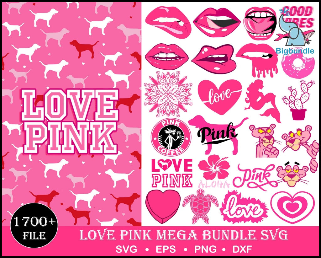 1700+ LOVE PINK BUNDLE SVG, PNG, EPS, DXF FOR PRINT AND CRICUT