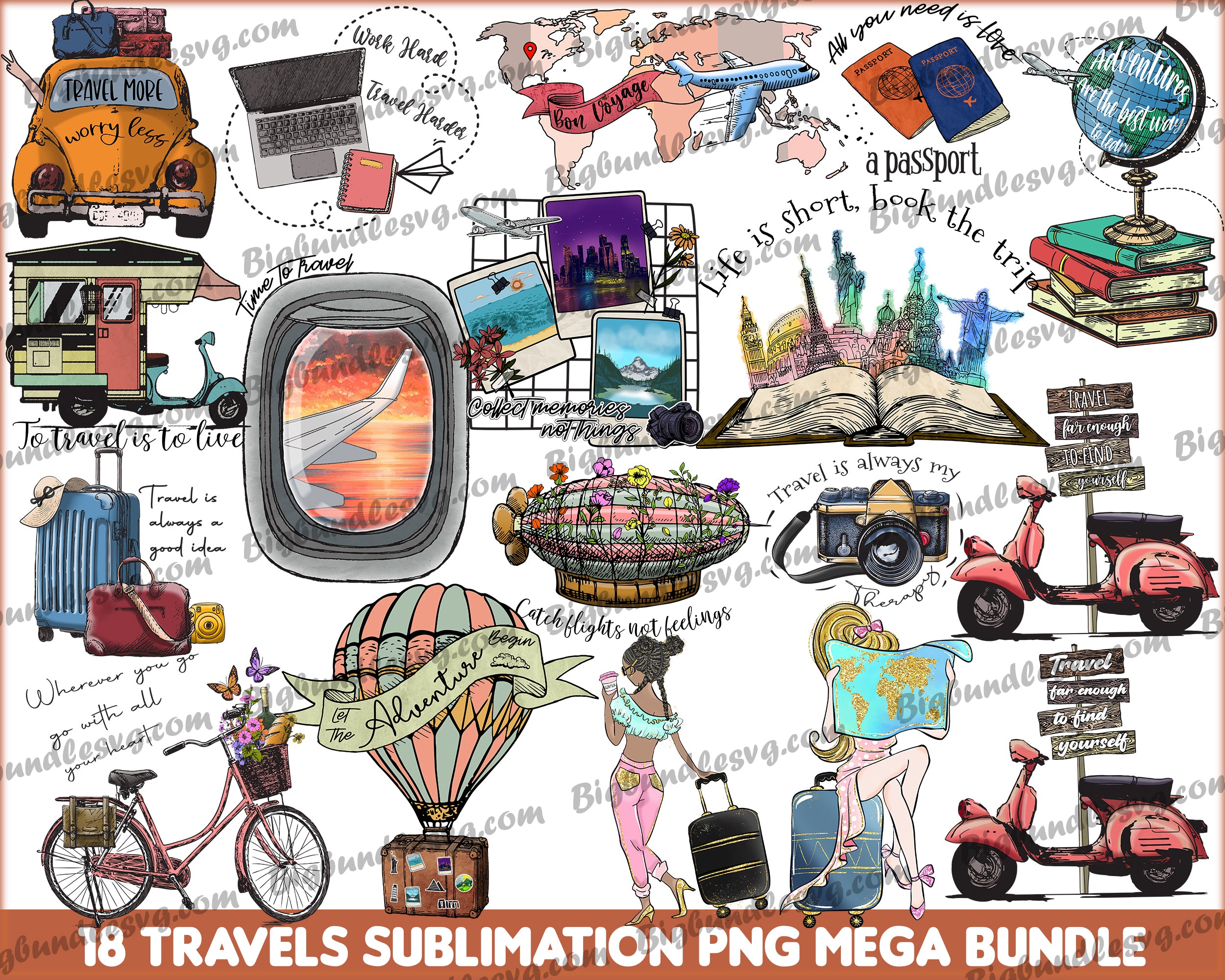 Travel Sublimation Bundle - Digital Dowload