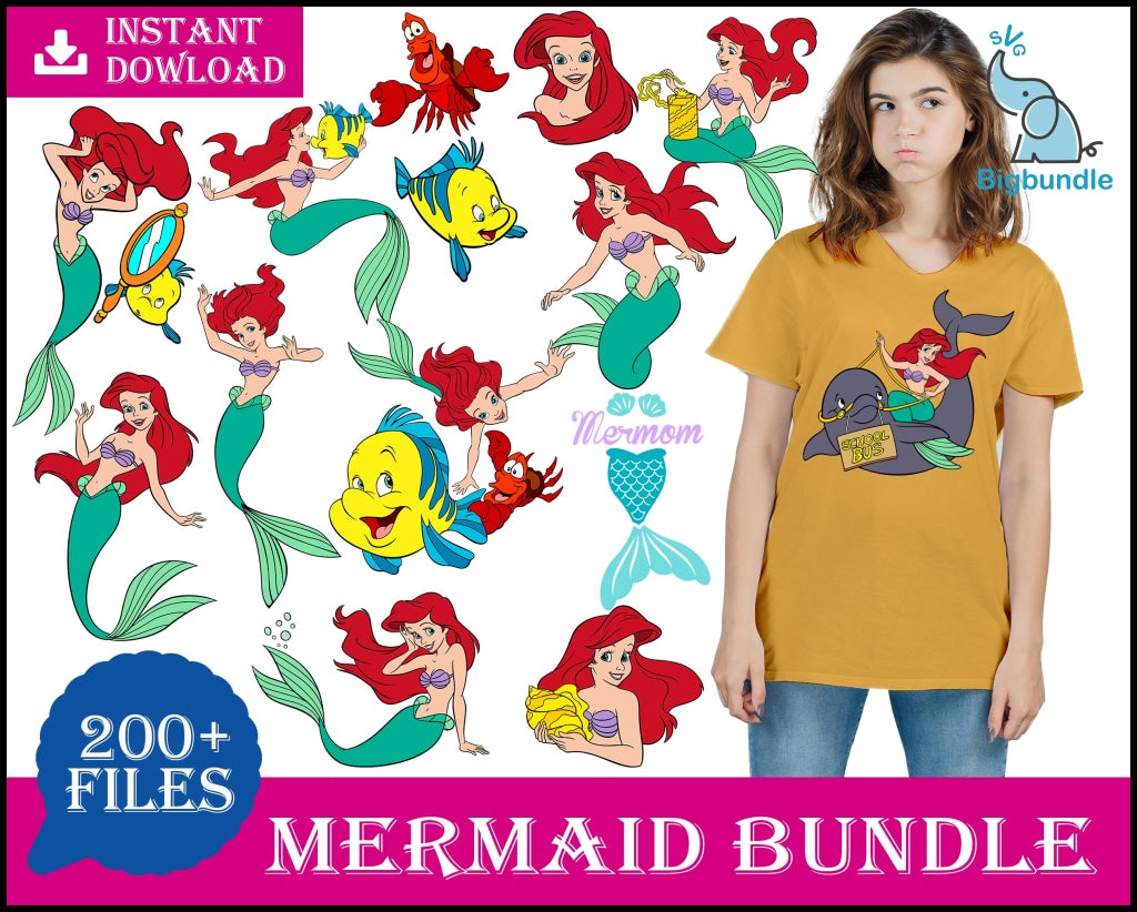 200+ Mermaid Svg Bundle Eps Png Dxf