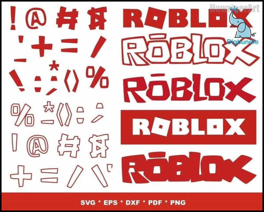 200+ Roblox Svg Bundle 1.0 Outline Font
