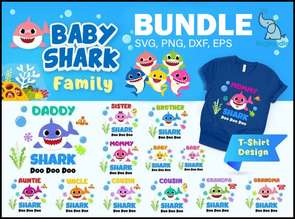 2000+ Baby Shark SVG Mega Bundle, Bundle svg, eps, png, dxf