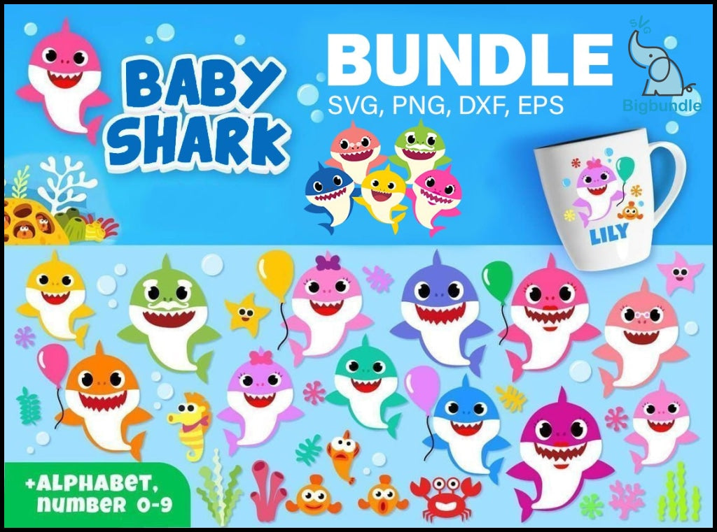 2000+ Baby Shark SVG Mega Bundle, Bundle svg, eps, png, dxf